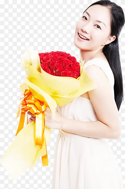 韩式美女玫瑰花束捧花