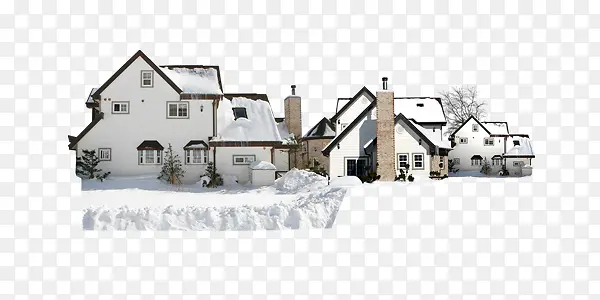冬季户外传统复古房屋雪景