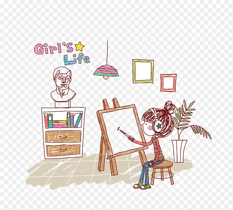 绘画的女孩儿