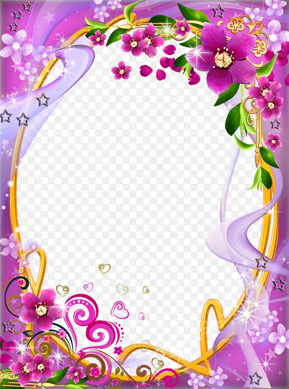 梦幻粉紫色花藤边框