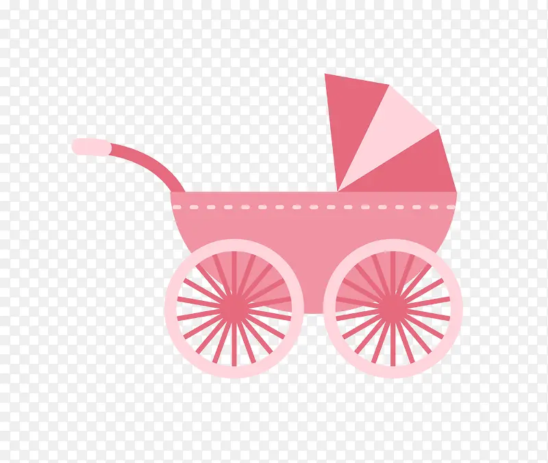 矢量粉色小童车婴儿车