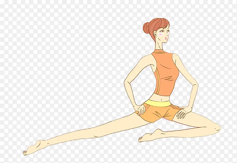 卡通女人做瑜伽
