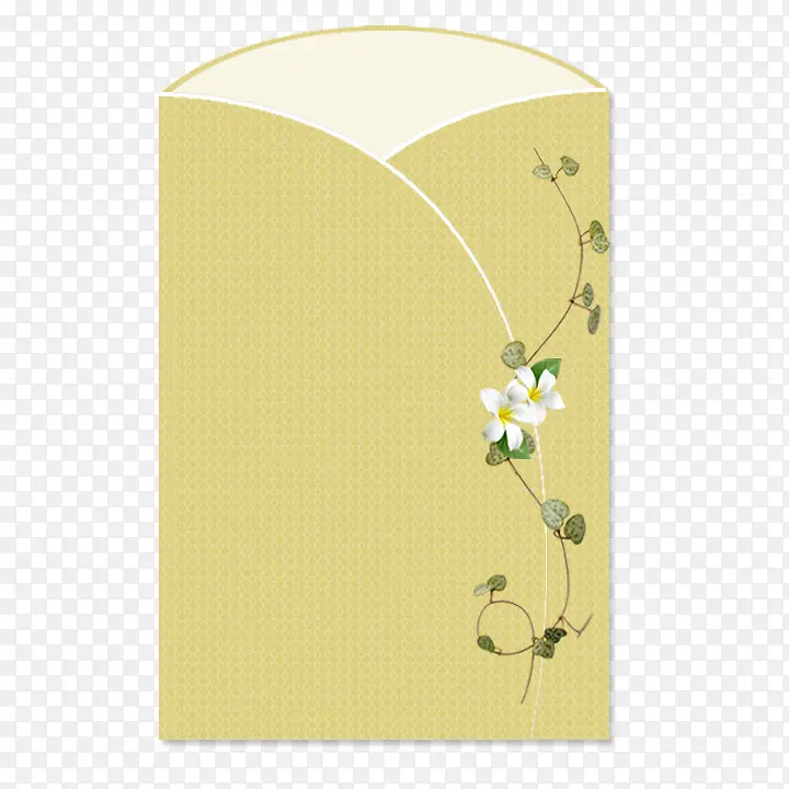 白色花装饰黄色信封
