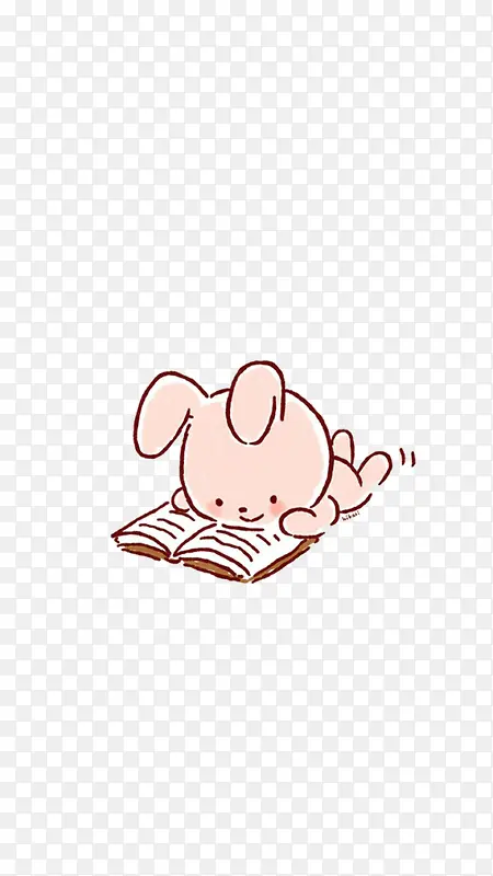 手绘兔子看书