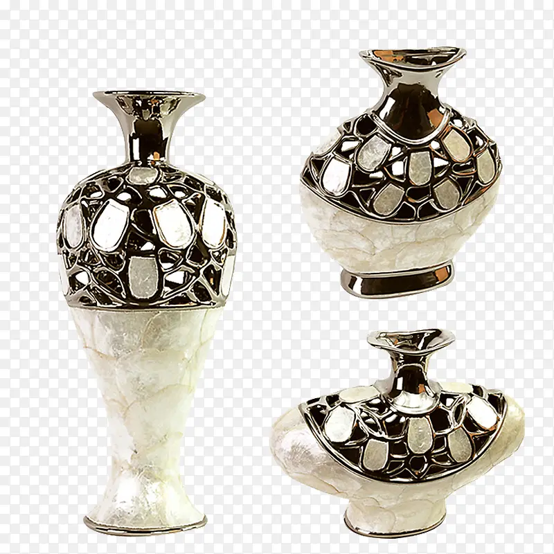 复古银色装饰花瓶