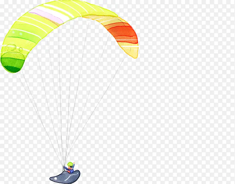 降落伞卡通创意人物风景