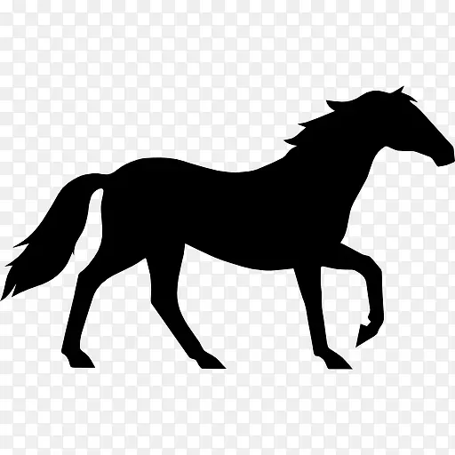 马走优雅的黑色侧面剪影图标