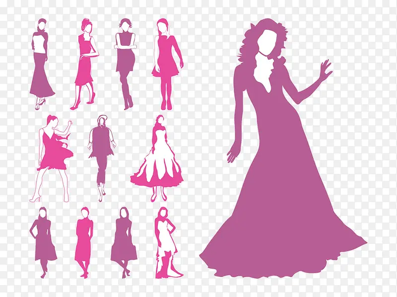 女士各类裙子样式展示效果元素图