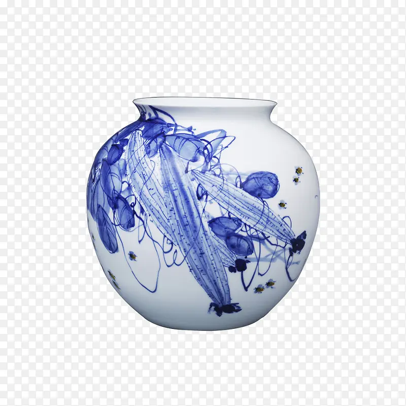 花瓶，青色花的花瓶，青花瓷，