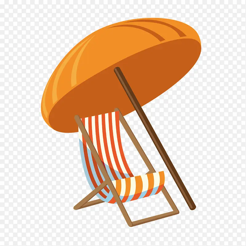 矢量乘凉躺椅遮阳伞海边度假乘凉