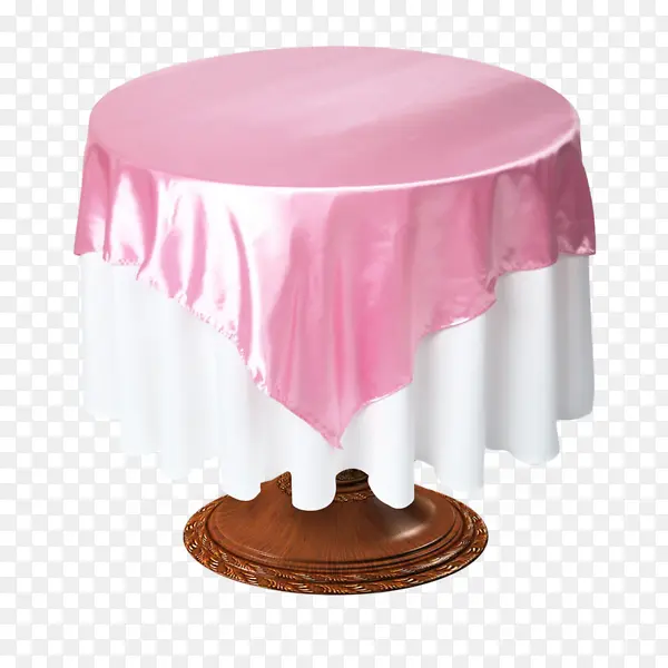 卡通木制家具圆桌粉色桌布