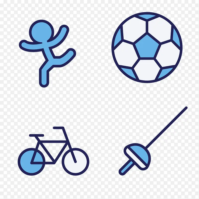 足球击剑图标自行车矢量图
