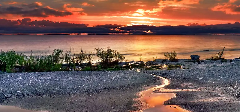 夕阳天空大海背景