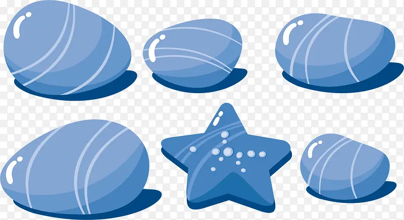 蓝色 石头星星 矢量图 装饰图案