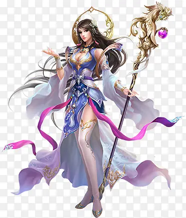 手绘权杖魔法师女子