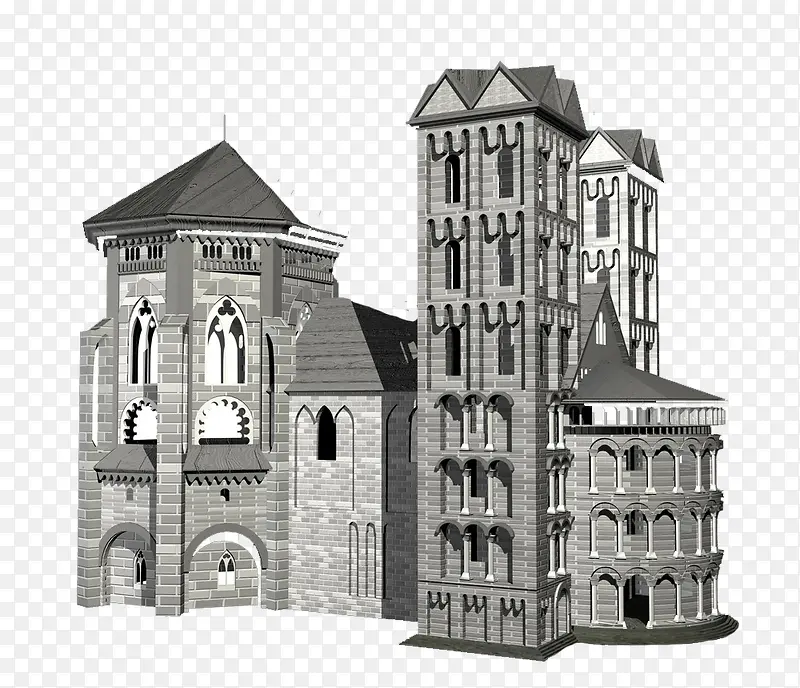 灰色欧洲房子模型