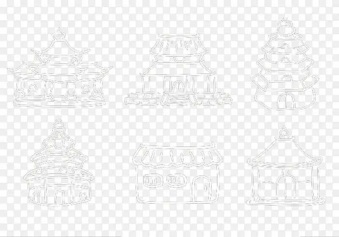 白色日本建筑图标