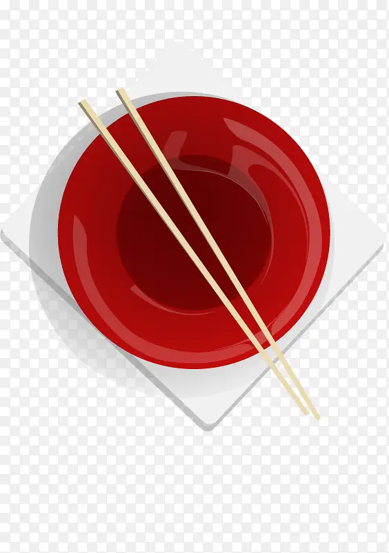 矢量红色的碗筷
