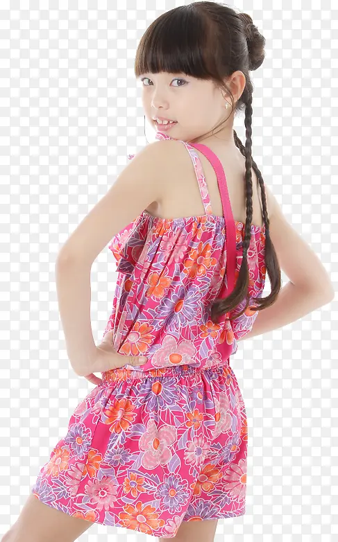 童装红色夏日连衣裙