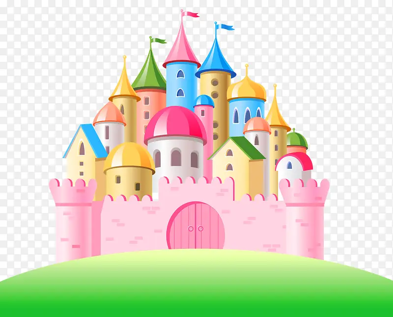 扁平风格创意马卡龙颜色城堡