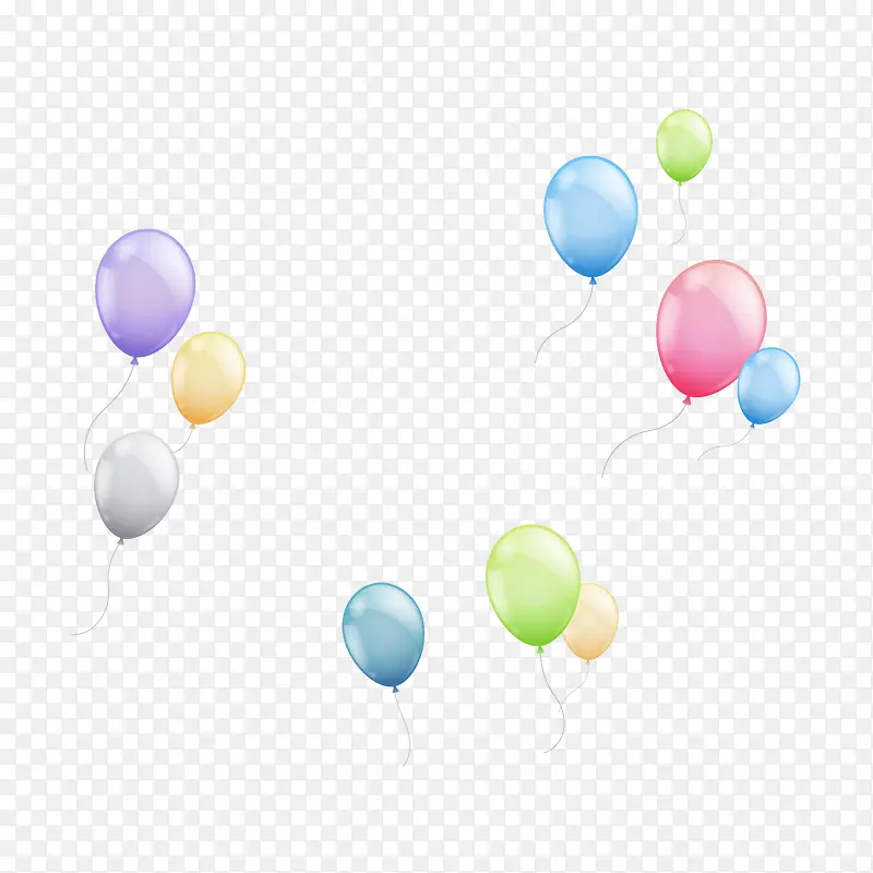 卡通马卡龙颜色气球漂浮效果