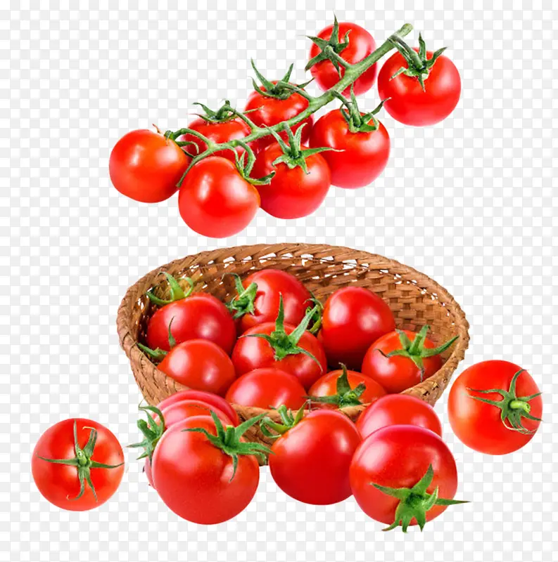 实物新鲜红色代替篮里的番茄