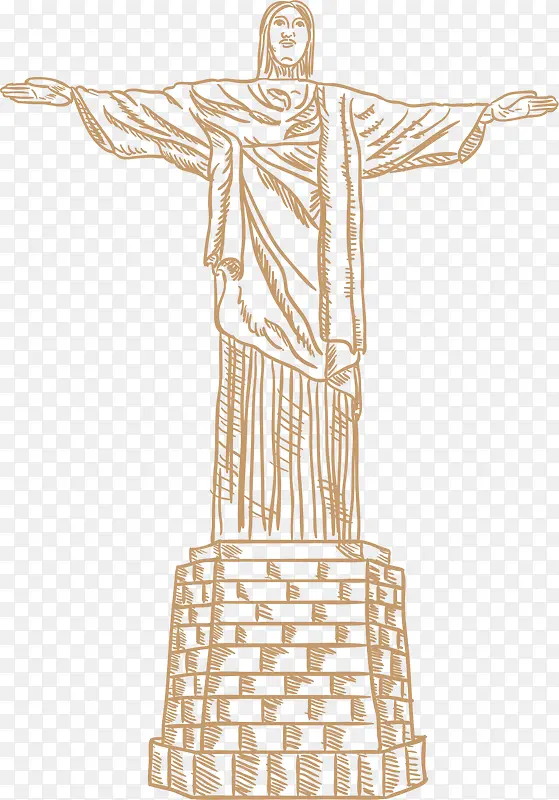 线条巴西耶稣基督像
