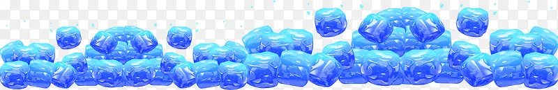 蓝色海报夏季冰块设计