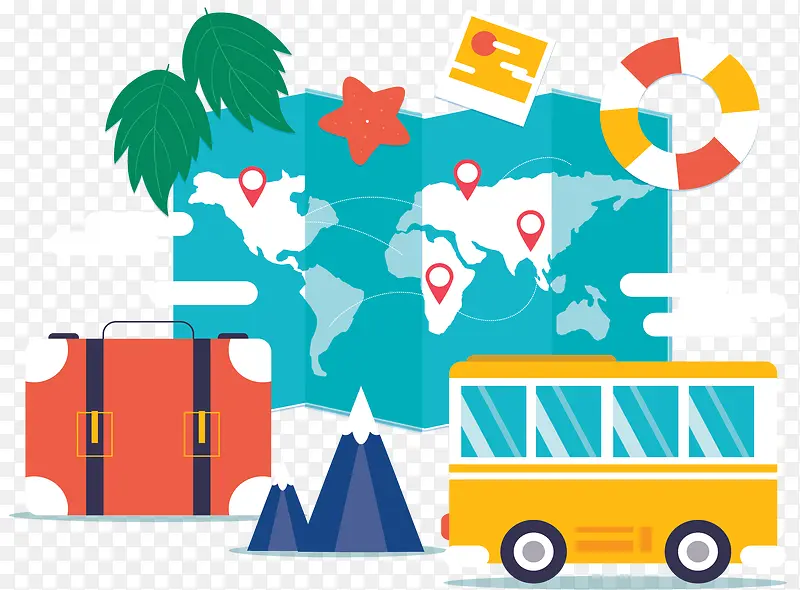 世界旅游行李箱地图