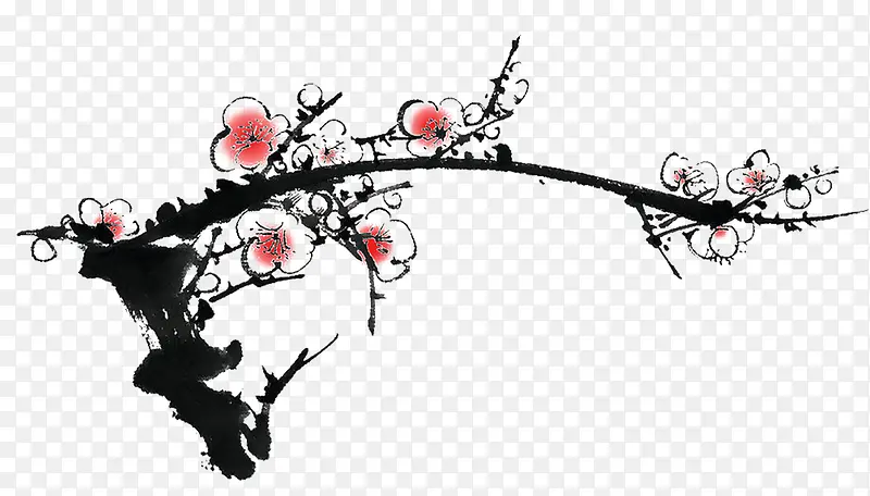 手绘白色水墨梅花