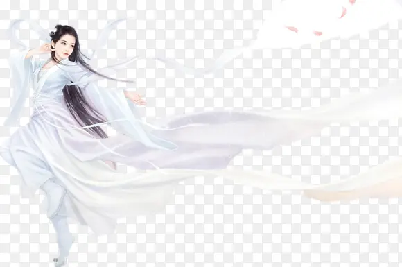 彩绘立绘白衣服仙女
