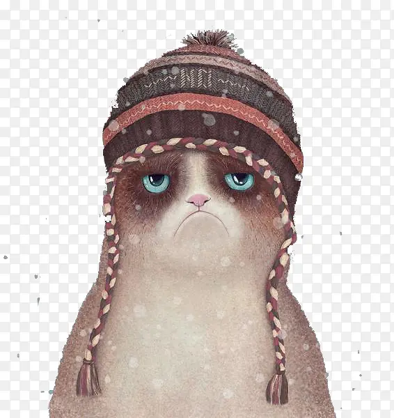 水彩卡通画猫咪