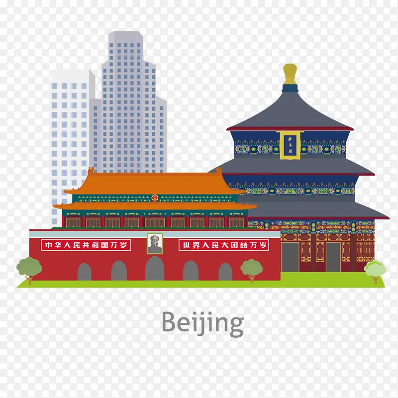 卡通扁平化北京旅游景点设计