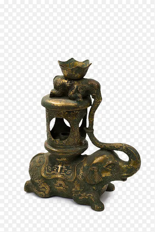 青铜象灯中式远古的古代灯 象