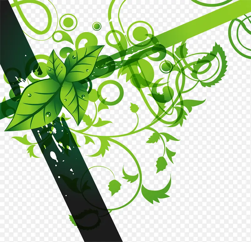 绿色树叶花纹艺术封面