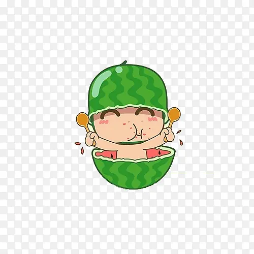 躺在西瓜里的小孩