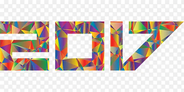彩色几何风格2017年字体设计