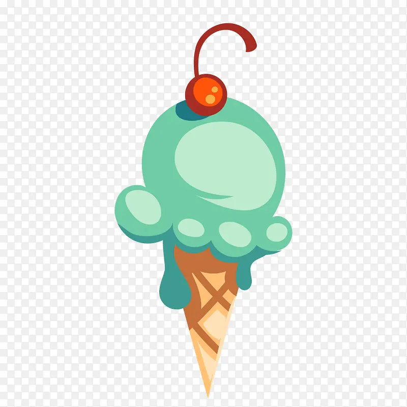 绿色卡通冰淇淋矢量图