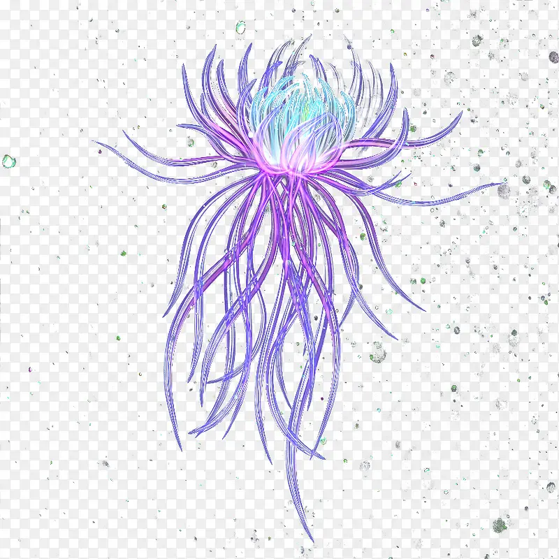 卡通手绘紫色光效花卉png
