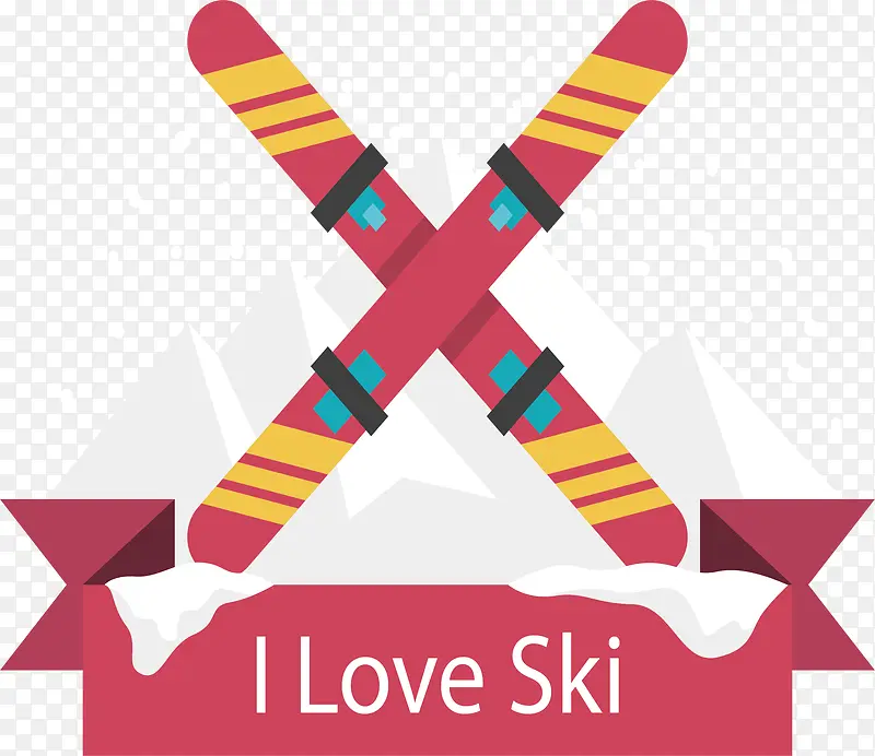 粉红色滑雪板运动标签