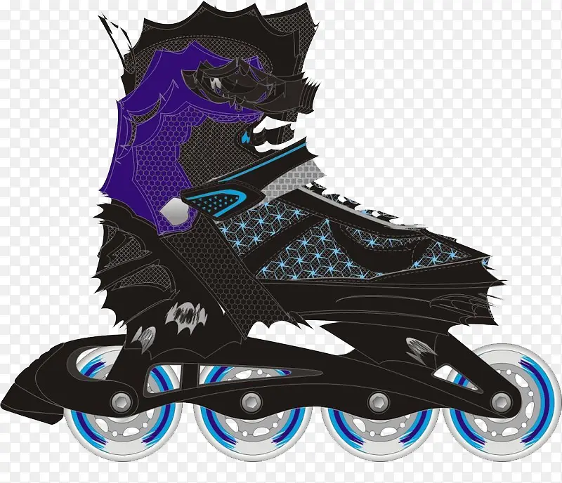黑色酷炫手绘溜冰鞋
