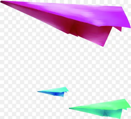 紫色蓝色绿色纸飞机