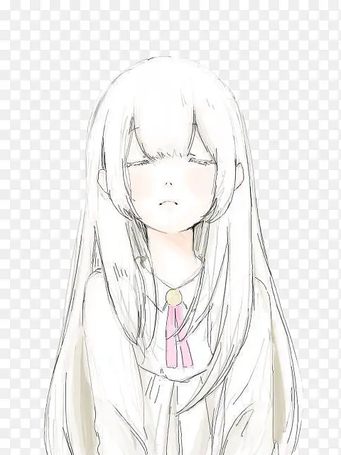 二次元白发长直妹子