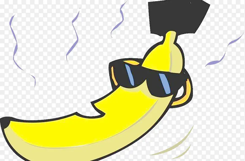 卡通惬意享受戴墨镜的香蕉
