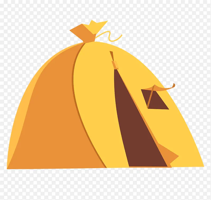 黄色的卡通野外帐篷