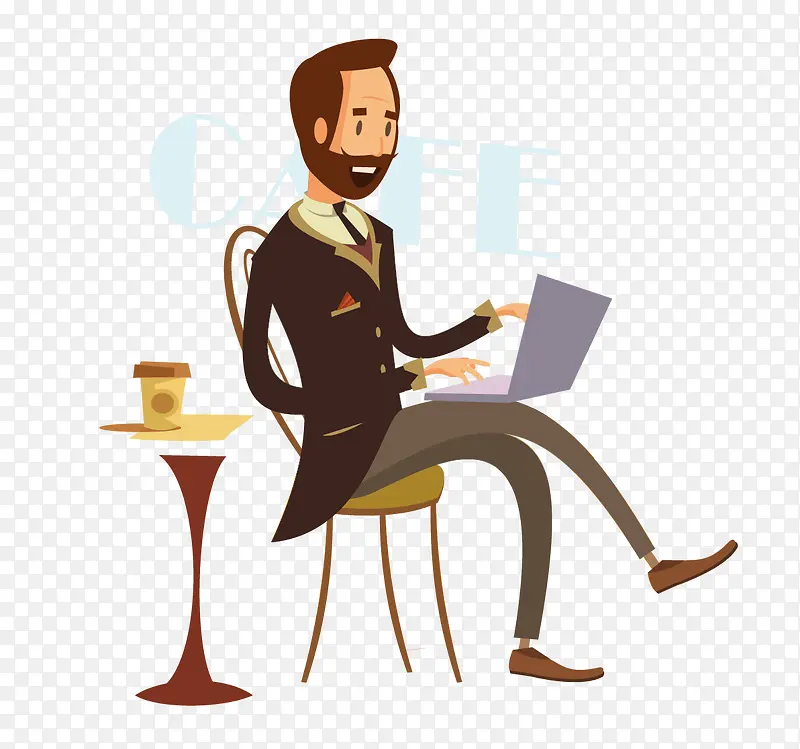 喝咖啡卡通插画PNG图片素材下载_图片编号qolagngm-免抠素材网