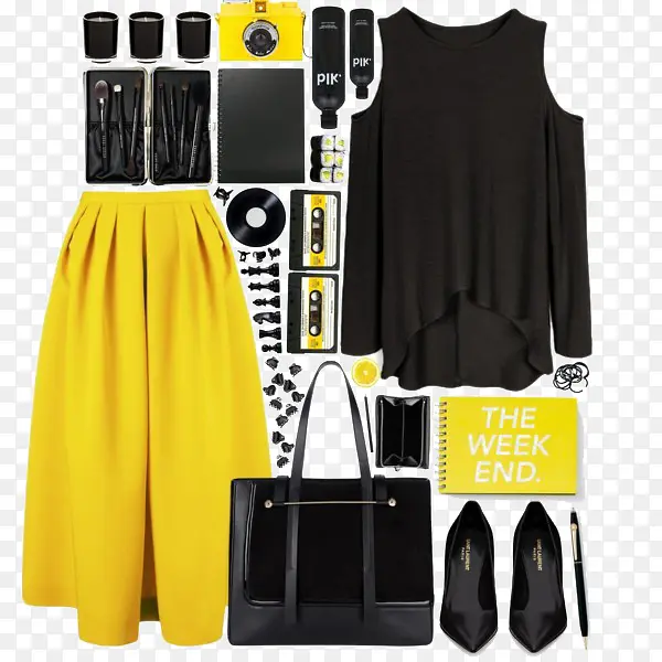 黄色裙子和包包