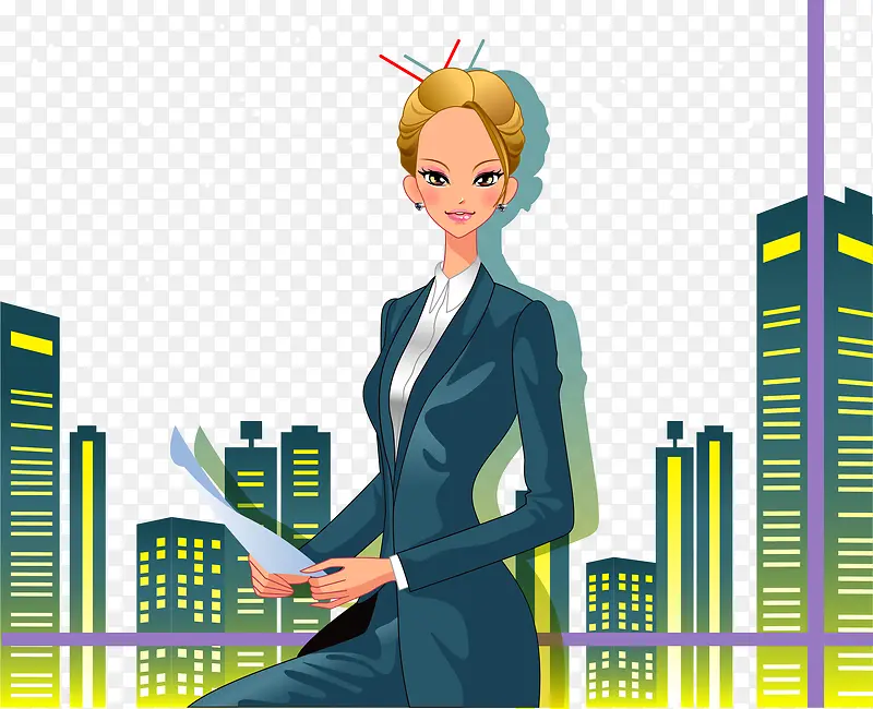 矢量商业精英女城市夜景