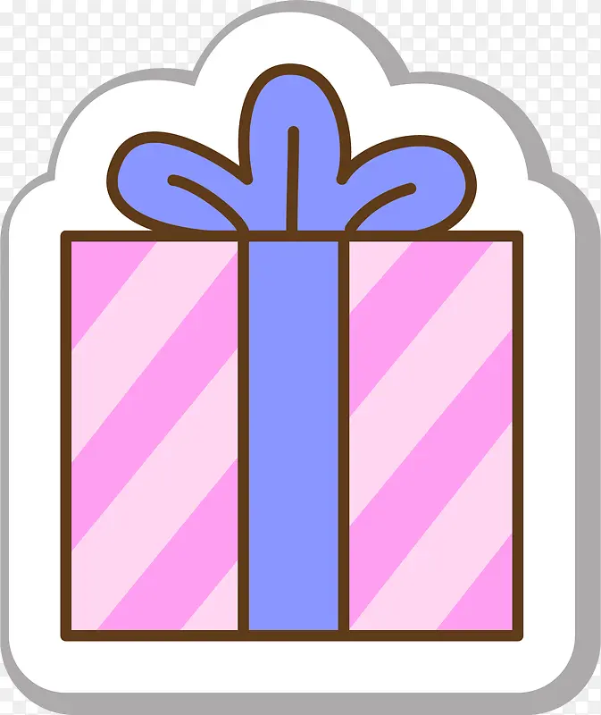 圣诞节卡通粉色礼物盒贴纸