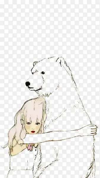 女孩和大熊拥抱元素